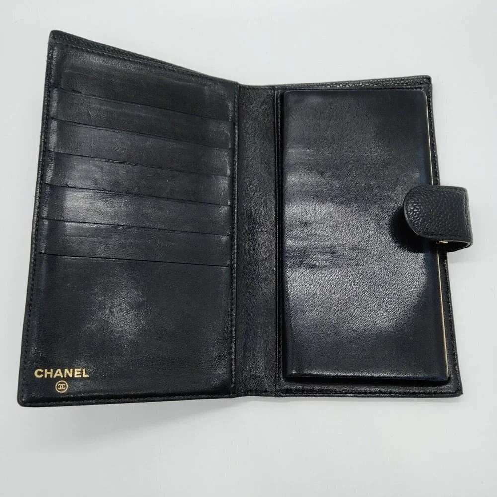 Chanel Long Wallet Black Caviar leather